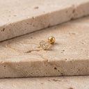 Triple Stone Heart CZ Stud