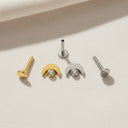 Titanium Crescent Moon Flat Back Stud - Internally Threaded