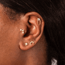 Tiny Moon CZ Stud Earrings – 18K Gold Dainty Minimalist Earrings