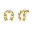 Horse Shoe Gold CZ Stud Earrings – Dainty & Hypoallergenic