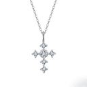 Gold Cross Necklace , Silver cross pendant necklace on a white background