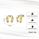 Horse Shoe Gold CZ Stud Earrings – Dainty & Hypoallergenic, measurements of the earrings