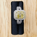 2ct Canary Yellow Moissanite Halo Ring – Sterling Silver & Pavé Setting.