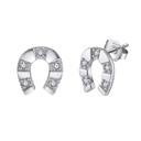 Horse Shoe Gold CZ Stud Earrings – Dainty & Hypoallergenic 