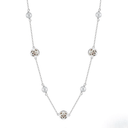 Clover and Pearl Station Necklace – Gold or Silver made of 925 Sterling Silver with Mother of Pearl and Freshwater Pearls.
