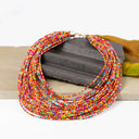Beaded Bib Necklace – Boho Statement Jewellery with Gold Accents.