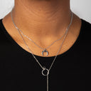 Silver Y Circle Lariat Necklace – Adjustable Minimalist Bar Necklace.