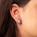 Drop Stud Earrings – Rhodium-Plated Bridal Silver CZ Earrings.