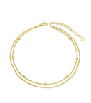 14K Gold Double Layer Beaded Anklet, Hypoallergenic & Trendy