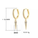 14K Gold-Plated CZ Pave Hoops – Chic Dagger Charm Earrings