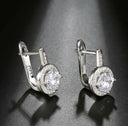 Rhodium-Plated CZ Halo Drop Stud Earrings – Bridal & Bridesmaid Jewellery.