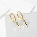 14K Gold-Plated CZ Pave Hoops – Chic Dagger Charm Earrings