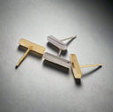 Korean Minimalist Bar Earrings – 14K Gold or Rhodium Plated, Hypoallergenic.