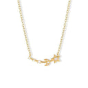 Moon & Star Necklace – 14K Gold Over 925 Silver, CZ Gemstones. on a white background
