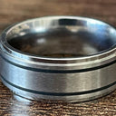 Titanium Two-Tone Wedding Band – Comfort Fit, Hypoallergenic & Durable.