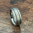 Titanium Two-Tone Wedding Band – Comfort Fit, Hypoallergenic & Durable.