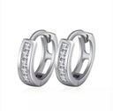 Silver Baguette Pave Hoop Earrings with CZ gemstones