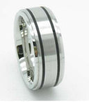 Titanium Two-Tone Wedding Band – Comfort Fit, Hypoallergenic & Durable.