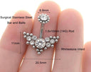 Gold or Rhodium Navel Piercing – Internally Threaded 14G Belly Bar.