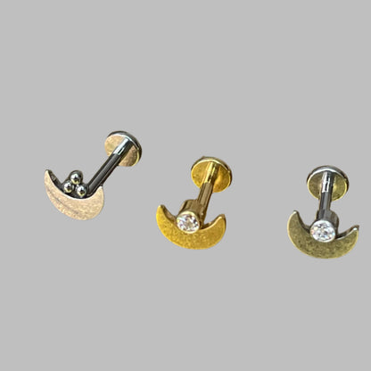 White Gold Earrings | Titanium Labret Stud | Ella & Faith London