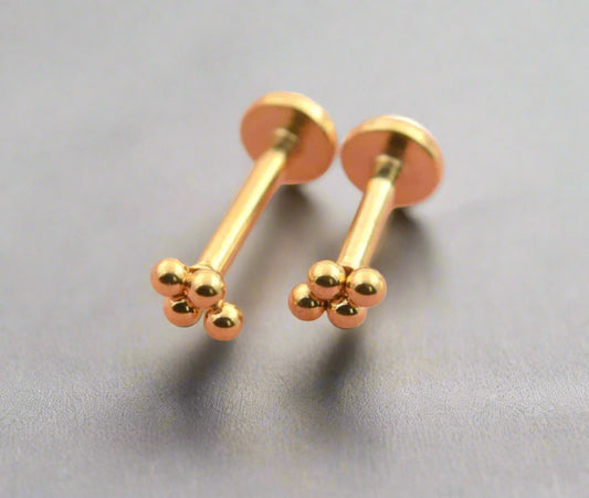 Titanium internally threaded flat-back stud earrings – hypoallergenic piercing jewellery by Ella and Faith London