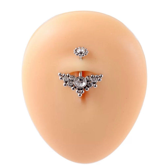 Gold or Rhodium Navel Piercing – Internally Threaded 14G Belly Bar