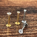 Titanium Flat Back Earrings – Internally Threaded 16G CZ Studs.