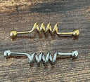 Industrial Ear Scaffold Barbell – 316L Steel, CZ Stones