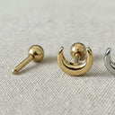 18K Gold Moon Stud Earrings – Externally Threaded Cartilage Studs.