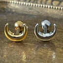 18K Gold Moon Stud Earrings – Externally Threaded Cartilage Studs.