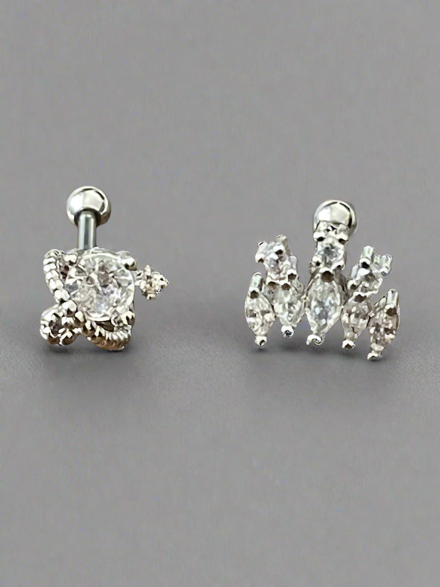 Crystal Stud Earrings | Labret Piercing Stud | Ella & Faith London