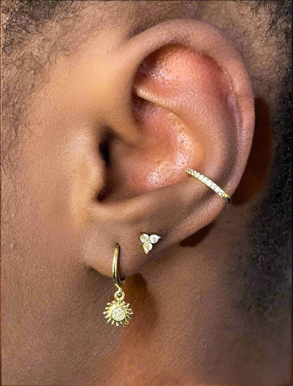 Gold pavé clip-on ear cuff – non-pierced cartilage earring by Ella and Faith London.