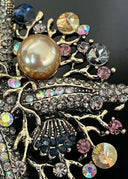 Starfish Emerald CZ &  Pearl Brooch – Bold Statement Pin, close up image