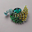 Peacock Brooch – Emerald CZ & Pearl Statement Pin for Coats & Scarves.