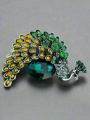 Peacock Brooch – Emerald CZ & Pearl Statement Pin for Coats & Scarves.