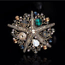 Starfish Emerald CZ &  Pearl Brooch – Bold Statement Pin