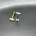 Cube Bar Earrings – 16G Gold & Silver Flatback for Tragus 