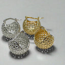 Golden Woven Hoop Earrings – 18K Handwoven Basket Earrings