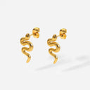 Gold Snake Earrings – 18K Gold Over Stainless Steel, Hypoallergenic.