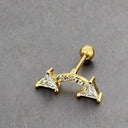 Gold 20G Statement Piercing Earring – CZ Cartilage & Nose Stud.