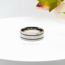Titanium Two-Tone Wedding Band – Comfort Fit, Hypoallergenic & Durable.