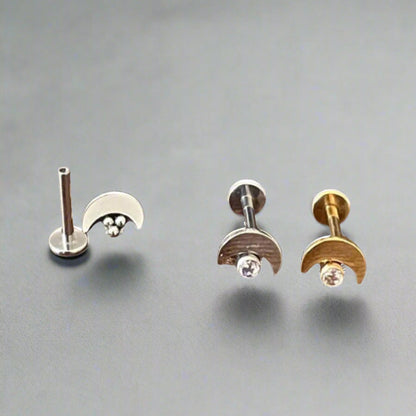 White Gold Earrings | Titanium Labret Stud | Ella & Faith London