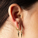 14K Gold-Plated CZ Pave Hoops – Chic Dagger Charm Earrings
