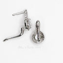Rhodium-Plated CZ Halo Drop Stud Earrings – Bridal & Bridesmaid Jewellery.