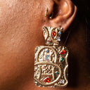 close up of Oversized Multicolour Statement Earrings