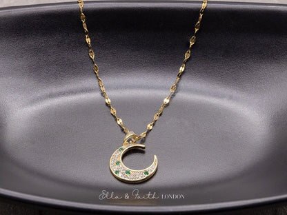 Gold Chain Necklace | Half Moon Pendant | Ella & Faith London