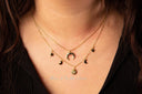 Layered look of Gold & Rhodium Moon Necklace – 14K Gold Over Sterling Silver.