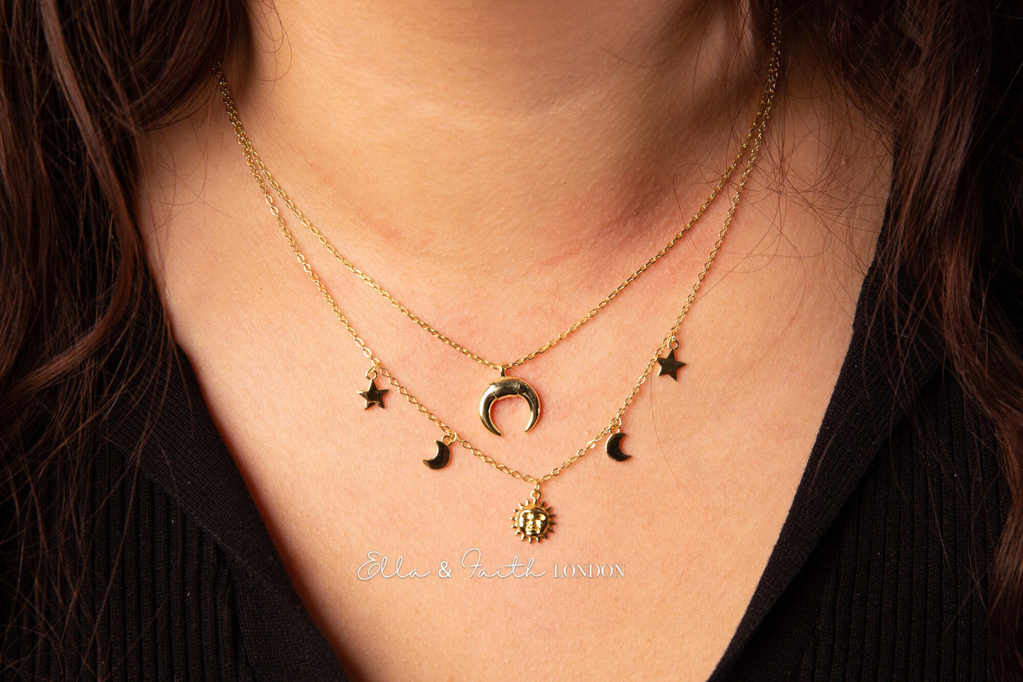 Silver Moon Necklace | Horn Necklace | Ella & Faith London