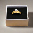 Adjustable Freshwater Pearl Ring – 18K Gold Plated Statement Jewellery.