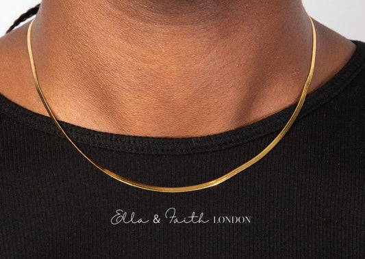 Flat Snake Chain Necklace – 18K Gold Plated, Water-Resistant & Tarnish-Free